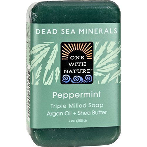 One With Nature Dead Sea Mineral Bar Soap, Peppermint - 7 Oz